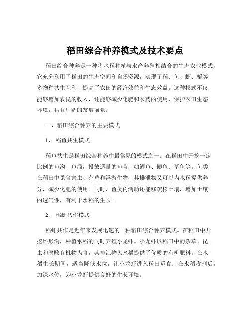 稻田综合种养模式及技术要点