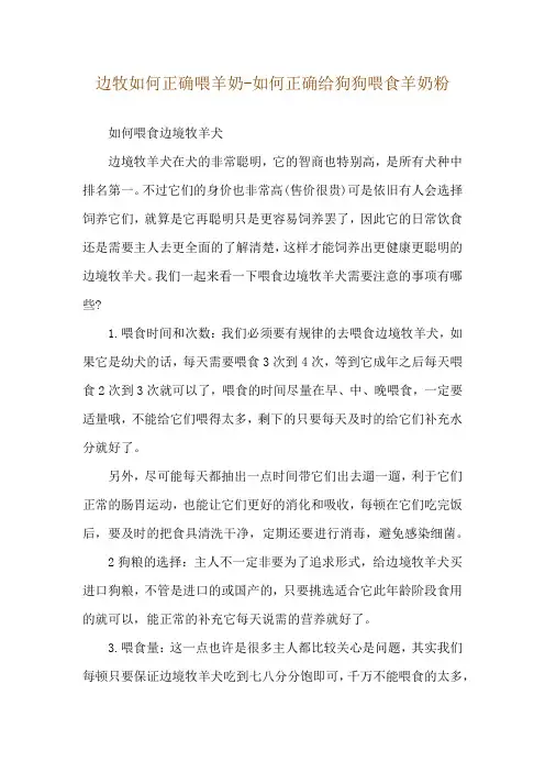 边牧如何正确喂羊奶-如何正确给狗狗喂食羊奶粉