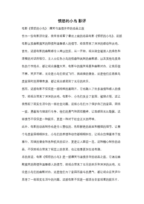 愤怒的小鸟 影评