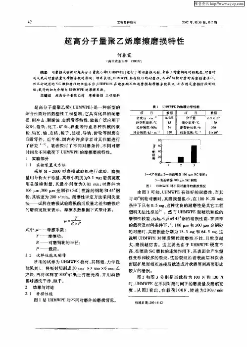 超高分子量聚乙烯摩擦磨损特性