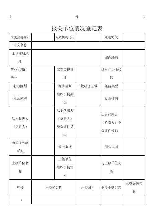 报关单位情况登记表