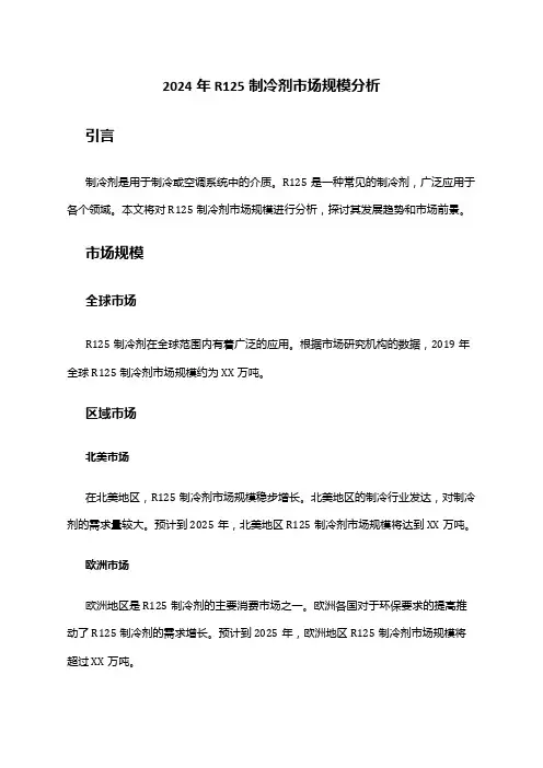 2024年R125制冷剂市场规模分析