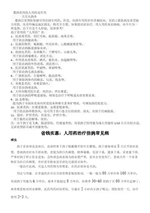 【VIP专享】人用药巧治鸽疾