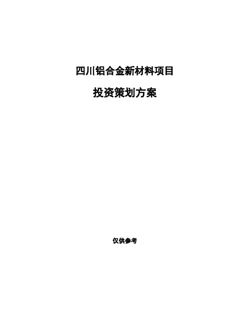 四川铝合金新材料项目投资策划方案