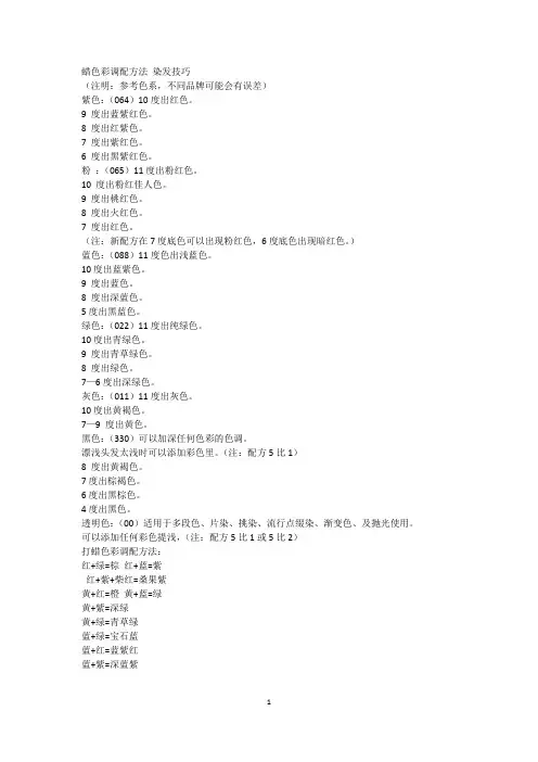 蜡色彩调配方法 染发技巧