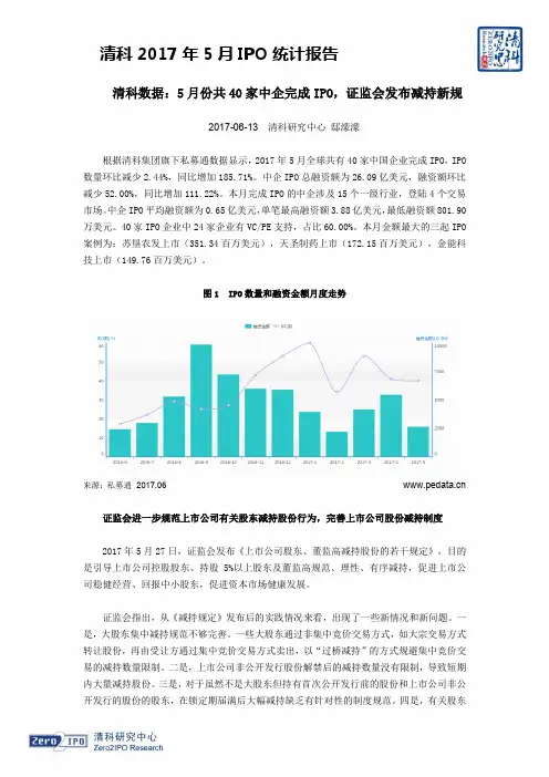 清科+2017+年+5+月+IPO+统计报告-10页