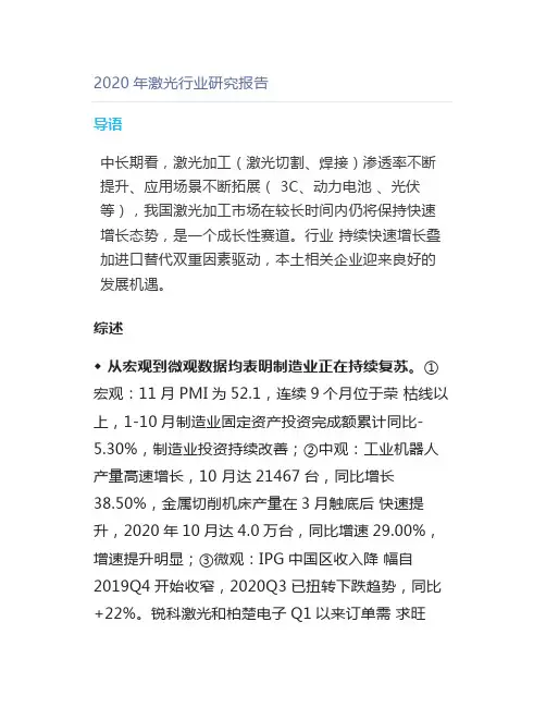 2020年激光行业研究报告