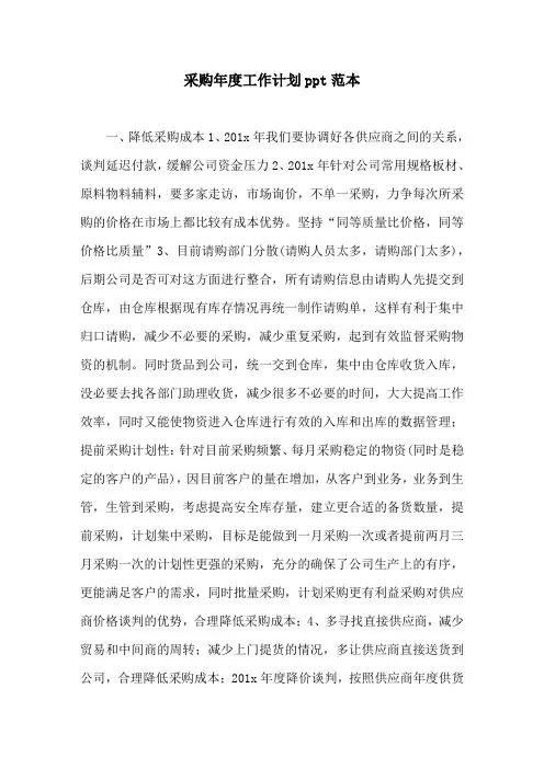 采购年度工作计划ppt范本