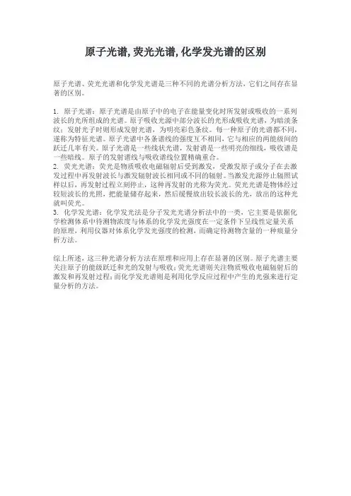 原子光谱,荧光光谱,化学发光谱的区别