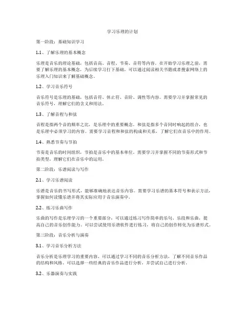 学习乐理的计划