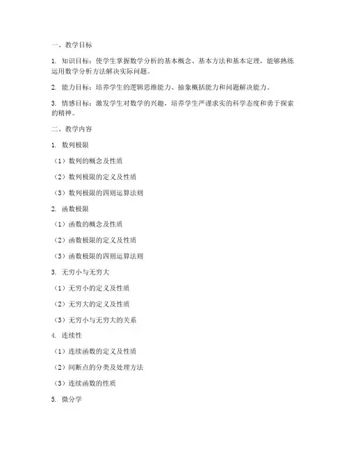 数学分析教学设计方案