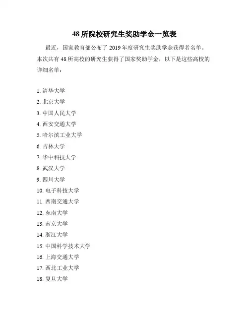 48所院校研究生奖助学金一览表