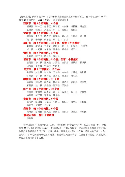 陕西省行政区域
