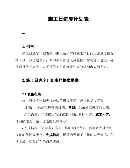 施工日进度计划表