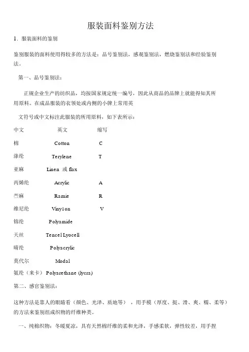 服装面料鉴别方法