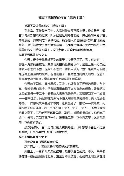 描写下雪场景的作文（精选5篇）