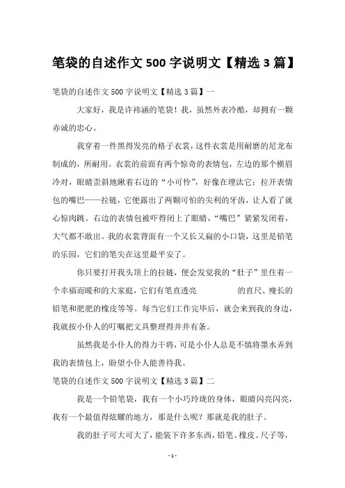笔袋的自述作文500字说明文【3篇】