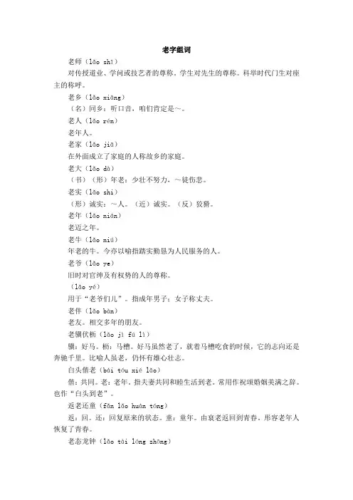 老字组词100个