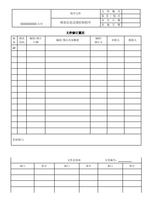 顾客信息反馈控制程序