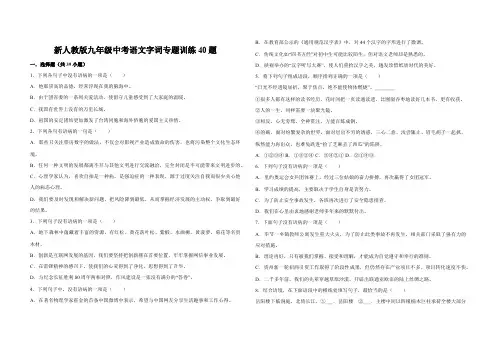 新人教版九年级中考语文字词专题训练40题