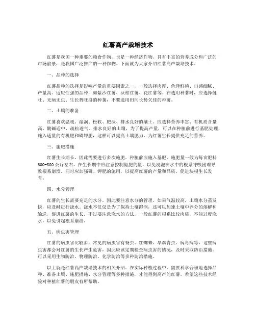 红薯高产栽培技术