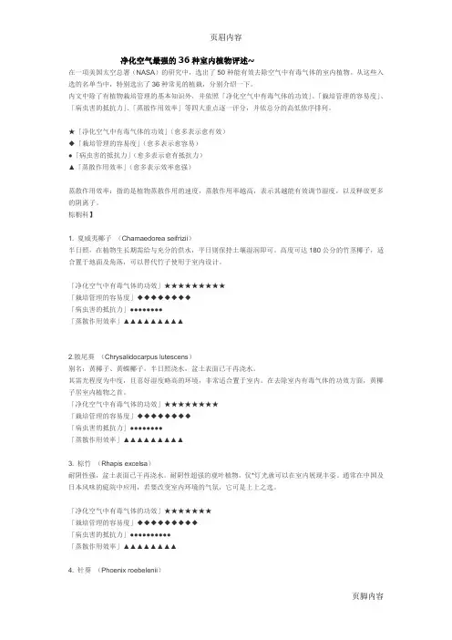 净化空气最强的36种室内植物评述