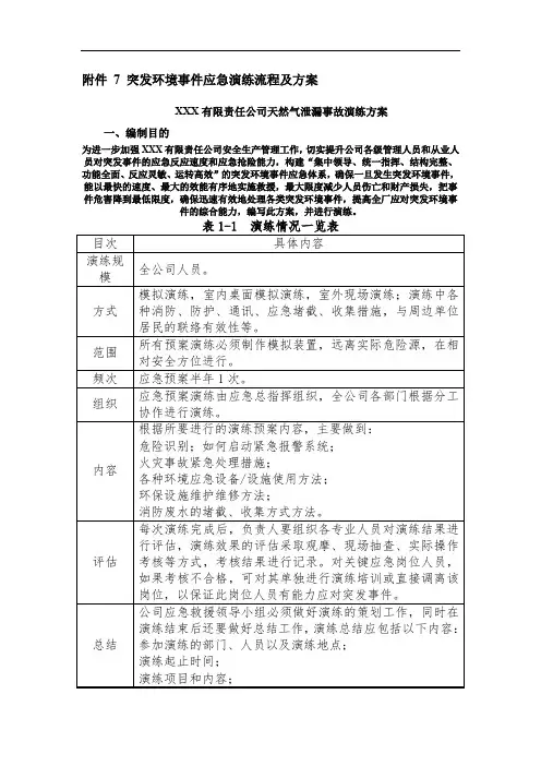 突发环境事件应急演练流程及方案
