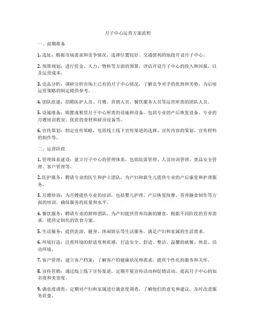 月子中心运营方案流程