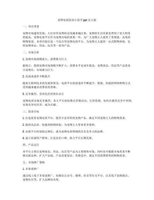 宠物电商创业计划书ppt怎么做