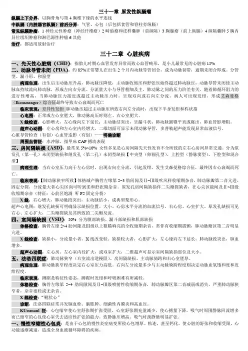 胸外考试重点