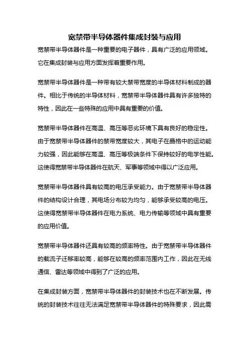 宽禁带半导体器件集成封装与应用