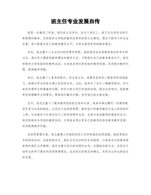 班主任专业发展自传