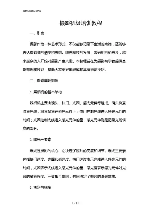 2024年摄影初级培训教程
