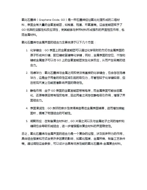 氧化石墨烯与金属界面的结合力