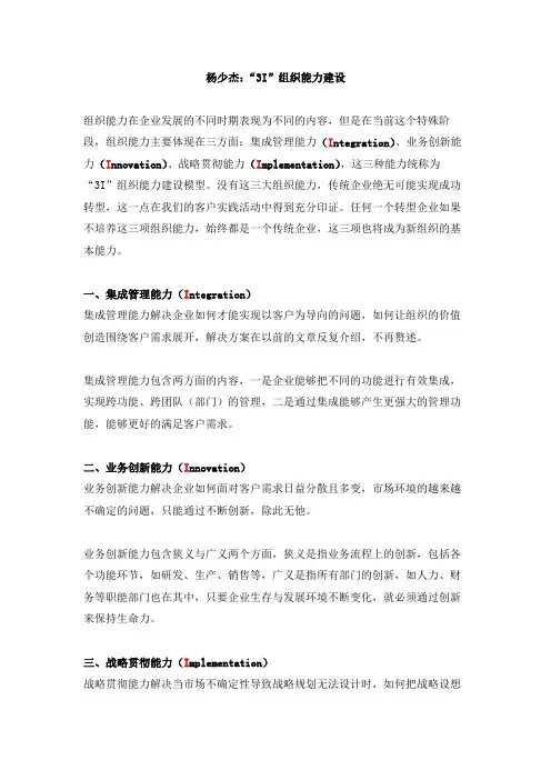 “3I”组织能力建设(杨少杰)