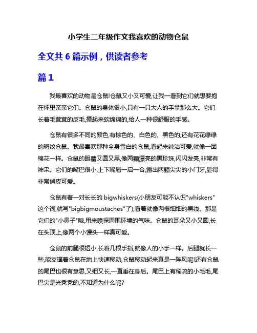 小学生二年级作文我喜欢的动物仓鼠