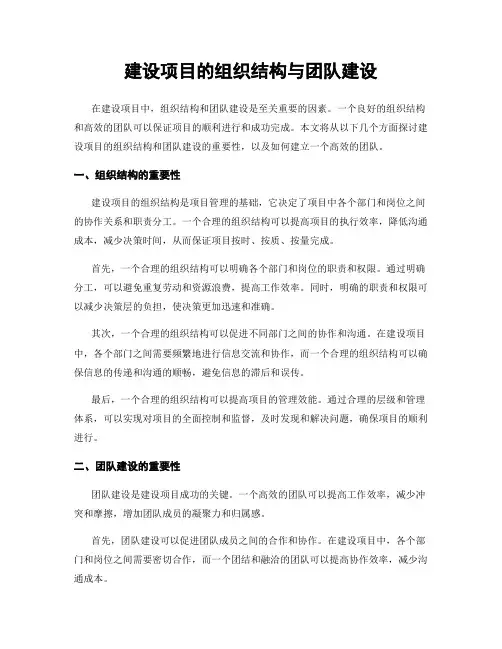 建设项目的组织结构与团队建设