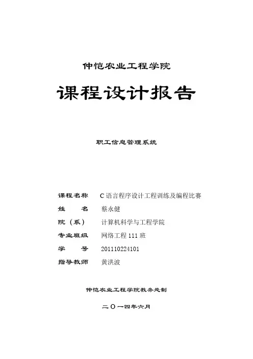 程序设计工程实训报告模板