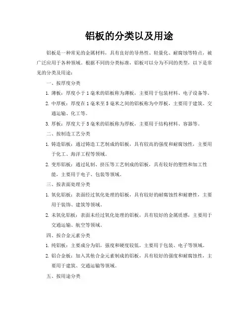 铝板的分类以及用途