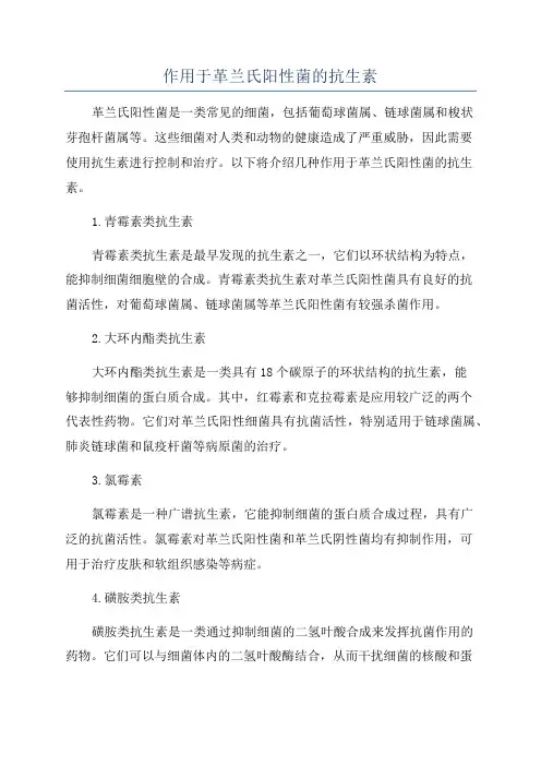 作用于革兰氏阳性菌的抗生素