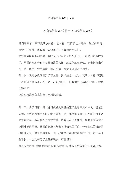 小白兔作文200字6篇