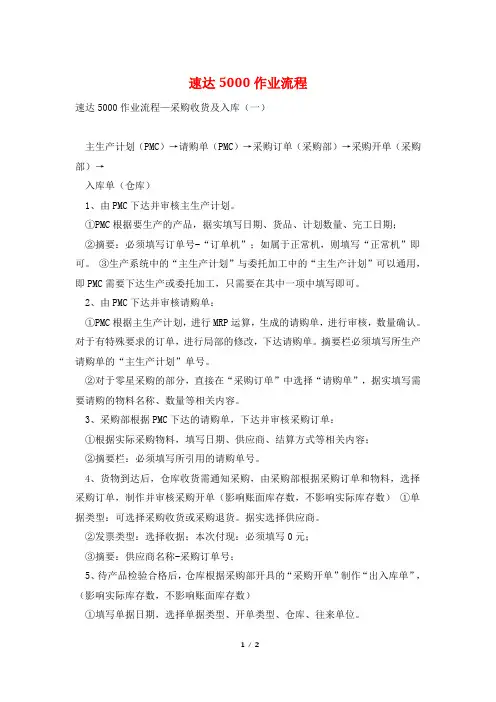 速达5000作业流程