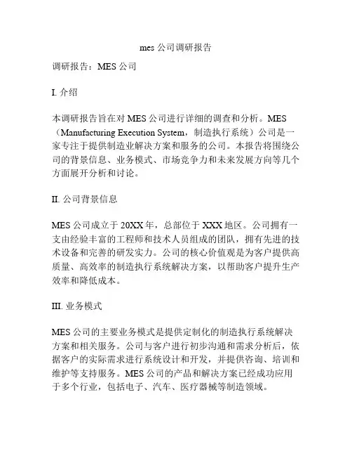 mes 公司调研报告