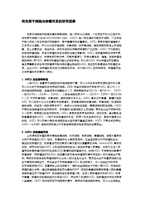 间充质干细胞与肿瘤关系的研究进展