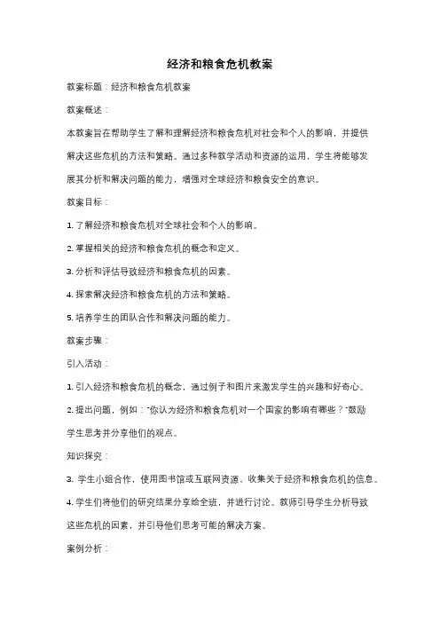经济和粮食危机教案
