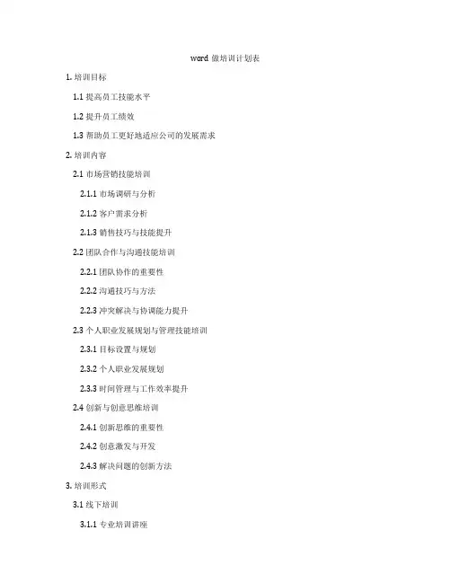 word做培训计划表