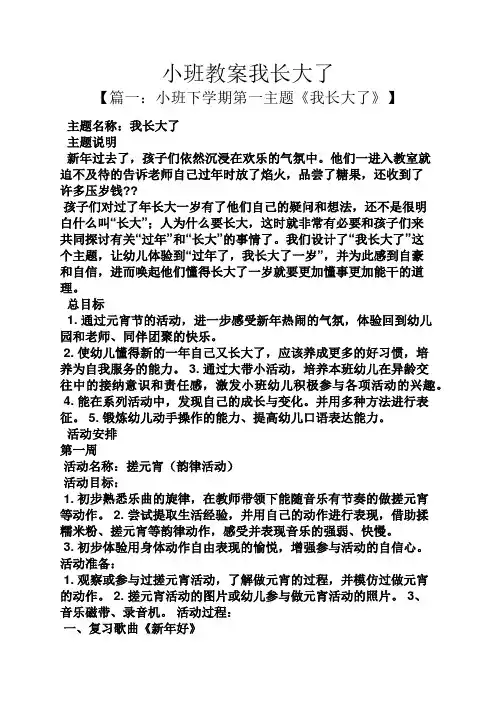 小班教案我长大了