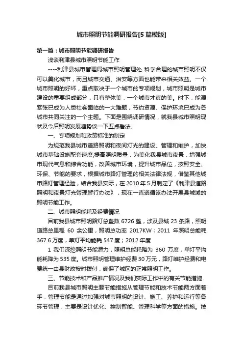 城市照明节能调研报告[5篇模版]