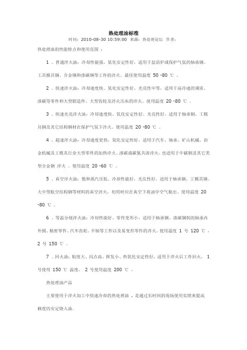 热处理油标准