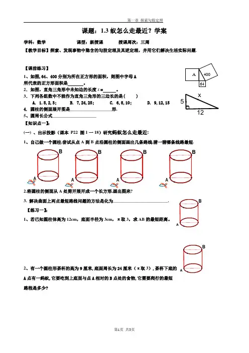 蚂蚁怎样走最近?学案